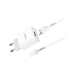 Зарядное устройство HOCO C81A Asombroso USB + cable Micro 5P 10.5W White (6931474727954)
