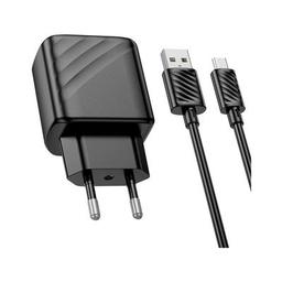 Зарядное устройство HOCO CS21A Rich USB QC3.0 + cable USB to Micro 5P Black (6942007609890)