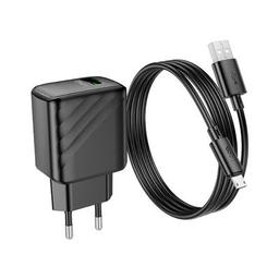 Зарядное устройство HOCO CS21A Rich USB QC3.0 + cable USB to Micro 5P Black (6942007609890)