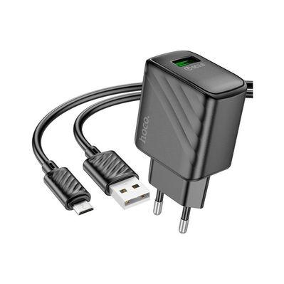 Зарядное устройство HOCO CS21A Rich USB QC3.0 + cable USB to Micro 5P Black (6942007609890)