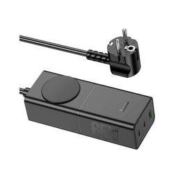 Зарядное устройство HOCO NS4 Sharp desktop socket 2xUSB-C + USB-A PD65W Black (6942007617352)