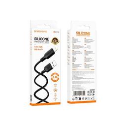 Дата кабель USB 2.0 AM to Lightning 1.0m Lenny silicone BX113 black BOROFONE (6941991115394)