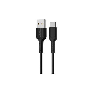 Дата кабель USB 2.0 AM to USB-C 1.0m 2A PVC BX16 black BOROFONE (6957531099475)