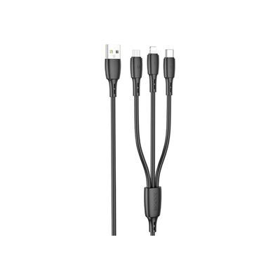 Дата кабель USB 2.0 AM to Lightning+USB-C+Micro 5P 1.0m 2A PVC BX71 black BOROFONE (6974443384543)