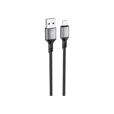 Дата кабель USB 2.0 AM to Lightning 1.0m Famous silicone BX83 black BOROFONE (6974443386356)