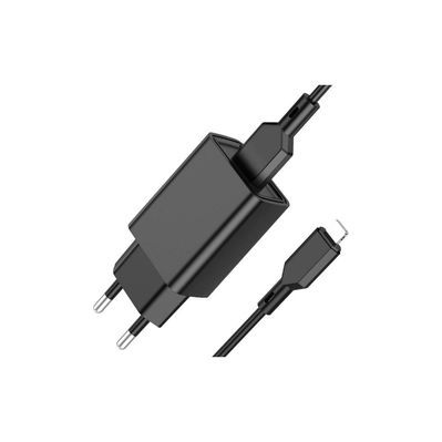 Зарядний пристрій BOROFONE BA68A Glacier USB + cable USB to Lightning 10.5W Black (6974443385687)
