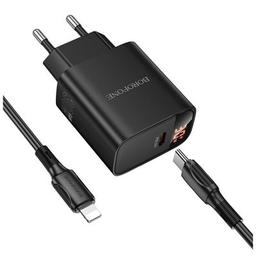 Зарядное устройство BOROFONE BA97A Ilustre USB-C PD30W digital display + cable USB-C to Lightning Black (6941991120497)