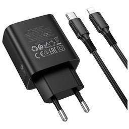 Зарядное устройство BOROFONE BA97A Ilustre USB-C PD30W digital display + cable USB-C to Lightning Black (6941991120497)