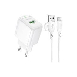 Зарядное устройство BOROFONE BAS42A Potential USB QC3.0 + cable USB to Micro 5P White (6941991113796)
