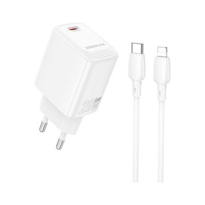 Зарядний пристрій BOROFONE BN26 Fuente USB-C PD20W + cable USB-C to Lightning White (6941991120244)