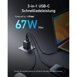 Зарядное устройство Anker GaNPrime 67W 2xUSB-C PD + 1xUSB-A Black (A2669313)