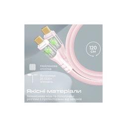 Дата кабель USB-C to USB-C 1.2m 60W PD TransLine-CC pink Promate (transline-cc.pink)