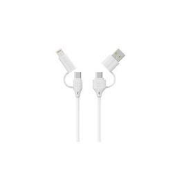 Дата кабель USB-C + USB 2.0 AM to USB-C + Lightning 1.2m 60W quadcord-pd60 white Promate (quadcord-pd60.white)