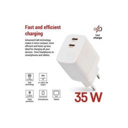 Зарядное устройство EMOS V03G35 2xUSB-C 15W GaN (V03G35)