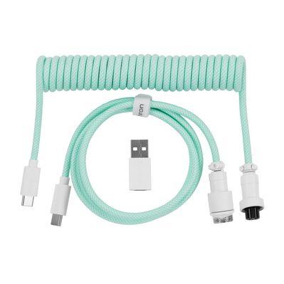 Дата кабель USB-C + USB A to USB-C 1.36m Coiled Aviator mint Keychron (CAB18_KEYCHRON)