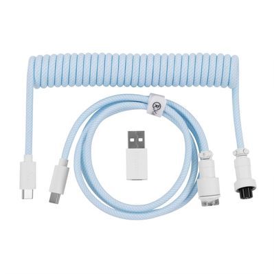 Дата кабель USB-C + USB A to USB-C 1.36m Coiled Aviator blue Keychron (CAB19_KEYCHRON)