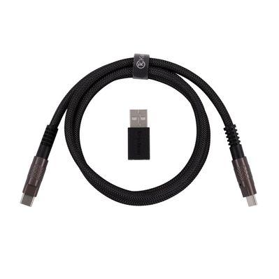 Дата кабель USB-C + USB A to USB-C 1.0m Double-Sleeved Geek black Keychron (CAB21_KEYCHRON)