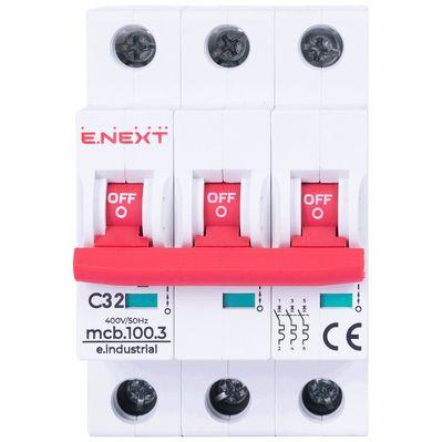 Автоматический выключатель E.NEXT 3-п e.industrial.mcb. 32А C ( 10кА) (i0180024)