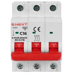 Автоматический выключатель E.NEXT 3-п e.mcb.stand. 16А C ( 6кА) (s002131)