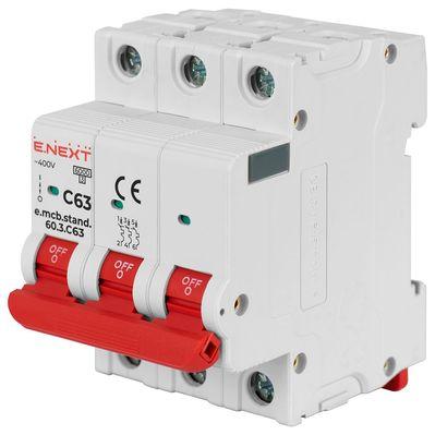 Автоматический выключатель E.NEXT 3-п e.mcb.stand. 63А C ( 6кА) (s002137)