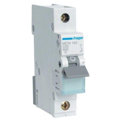 Автоматический выключатель Hager 1-п. C 63A (6kA) 1M (A) (MCN163)
