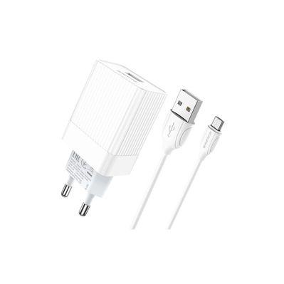 Зарядное устройство BOROFONE BA47A USB QC3.0 18W + cable USB to Micro 5P white (6931474728302)