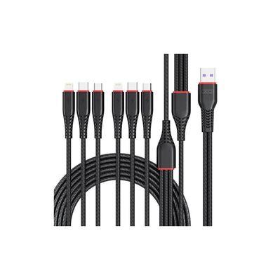 Дата кабель USB 2.0 AM to 2xLightning + 2xMicro 5P + 2xUSB-C 1.2m black XO (XO-NB196-6in1)
