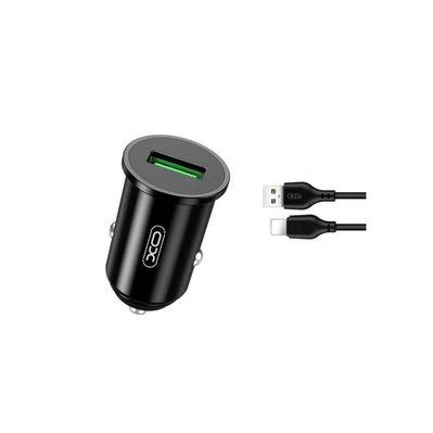 Зарядное устройство XO USB QC3.0 18W + cable USB to Lightning black (TZ12-L-BK)
