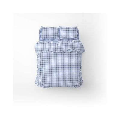 Постільна білизна Home Line Фланель Клітинка блакитна/сіро-блакитний полуторний (179191)