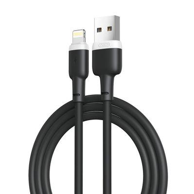 Дата кабель USB 2.0 AM to Lightning 1.0m 2.1A silicone black XO (NB208-L-1-BK)