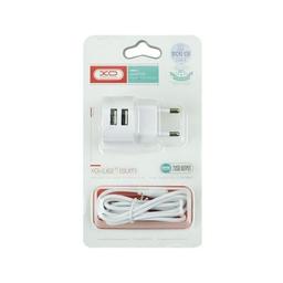 Зарядний пристрій XO 2xUSB 2.4A + cable USB to Micro 5P white (L62-M-WH)