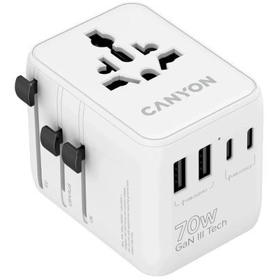 Зарядний пристрій Canyon OnTour 70 3xUSB-C + 2xUSB-A EU/UK/US/AUS 70W White (CNS-TA70W1006W)