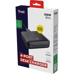 Зарядний пристрій Trust 3xUSB-C + USB-A 100W PD black (25242_TRUST)