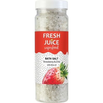 Сіль для ванн Fresh Juice Superfood Strawberry & Chia 700 г (4823015942150)
