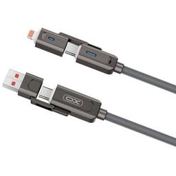 Дата кабель USB 2.0 AM to USB-C + USB 2.0 AM to Lightning 1.0m 60W gray XO (NB275_4-in-1_Gray)
