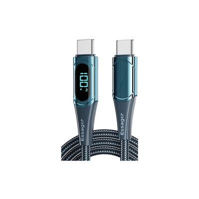 Дата кабель USB-C to USB-C 1.0m 100W Digital Display blue Essager (ES-XCTT1-YD03)