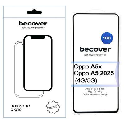 Скло захисне BeCover 10D Oppo A5x / A5 2025 (4G/5G) Black (713930)