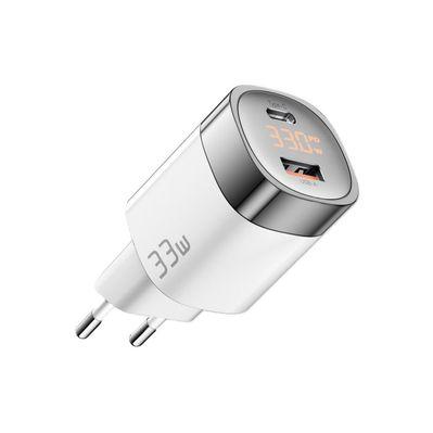 Зарядное устройство Essager 1xUSB + 1xUSB-C 33W GaN white (ECTCA-LYB02-Z)
