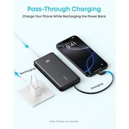 Батарея універсальна Anker 10000mAh, 22.5W, Built-In USB-C Cable, black (A110DH11)