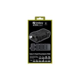 Батарея универсальная Sandberg 27000mAh Solar 5-Panel 8W, PD/20W, IP54, Flashlight, wireless charging 15W (421-06)