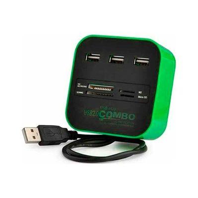 Концентратор Voltronic USB 2.0 to 3xUSB 2.0 + SD/MMC/TF/M2 green/black (CUB3-GB)